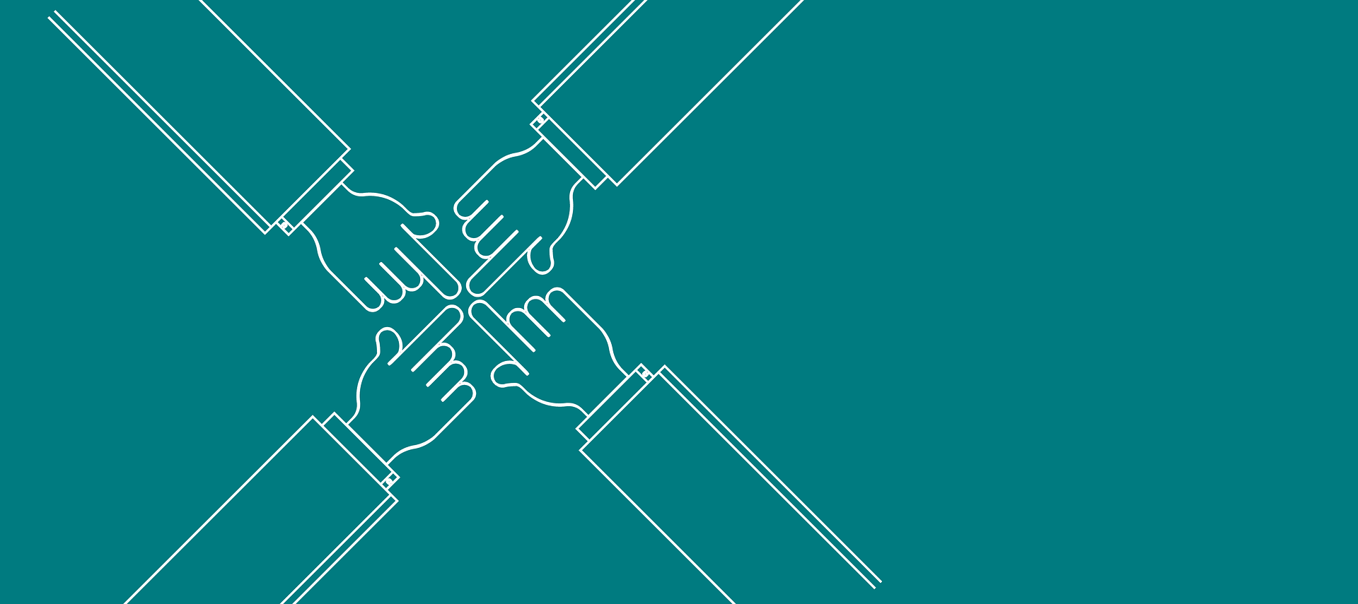 Vier Finger berühren sich